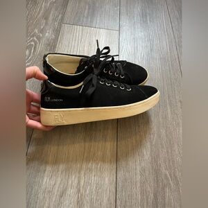 Fly London Maco Black Suede Leather Sneakers Low Tops Womens Size 37 / 6.5-7